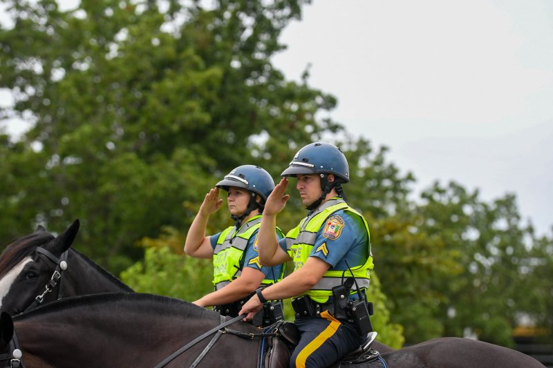 Cpl. Logan Pavik and Cpl. Andrew Jones at the Delaware Tech Run, White and Blue 5K.